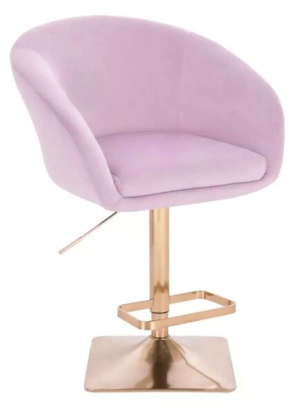 LuxuryForm DESIGN Barová židle VENICE VELUR na zlaté hranaté podstavě - levandule