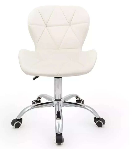 LuxuryForm DESIGN Židle LIVIO VELUR na stříbrné podstavě s kolečky - bílá