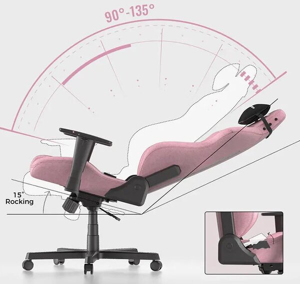 DXRacer herní židle DRIFTING růžová, látková