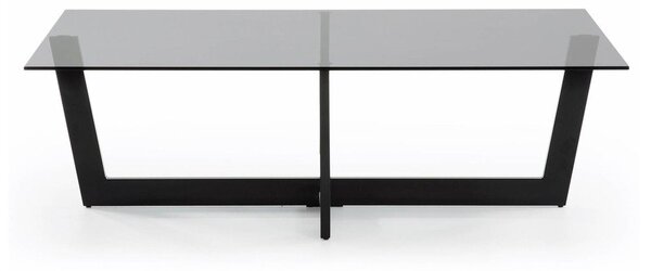 Černý konferenční stolek se skleněnou deskou 70x120 cm Plam – Kave Home