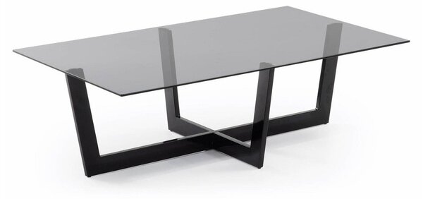 Černý konferenční stolek se skleněnou deskou 70x120 cm Plam – Kave Home