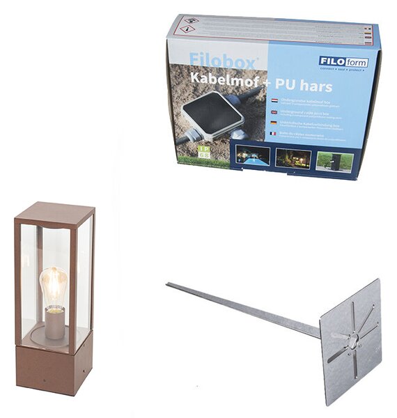 Průmyslové stojací venkovní svítidlo rezavě hnědá 40 cm IP44 - Charlois