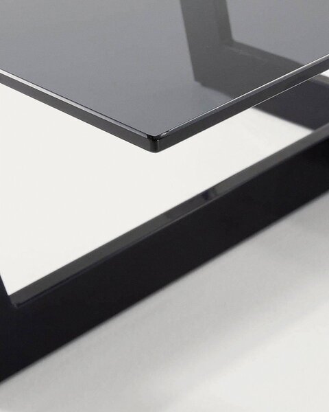 Černý konferenční stolek se skleněnou deskou 70x120 cm Plam – Kave Home