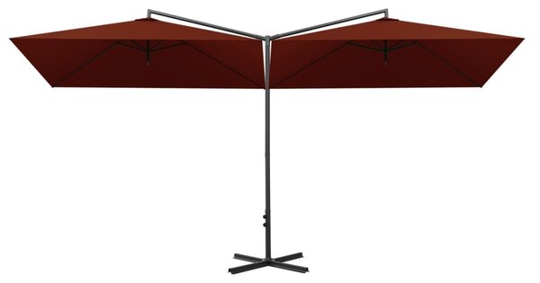Dvojitý zahradní slunečník s ocelovou tyčí terakota 600x300 cm