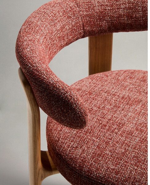 Barová židle z jasanového dřeva v terakotové barvě/ve světle přírodní barvě (výška sedáku 75 cm) Granite – Kave Home