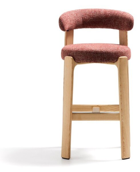 Barová židle z jasanového dřeva v terakotové barvě/ve světle přírodní barvě (výška sedáku 75 cm) Granite – Kave Home