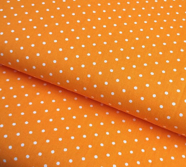 Ervi bavlna š.240 cm oranžová/bílé puntíky, metráž -