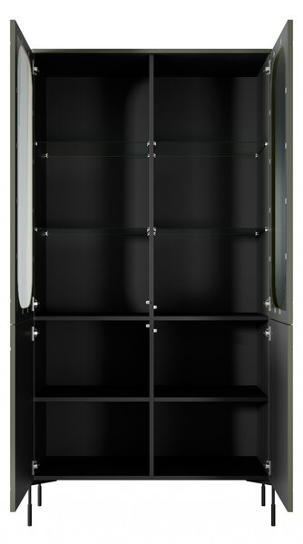 Vitrína Sonatia 100 cm čtyřdveřová - olivová