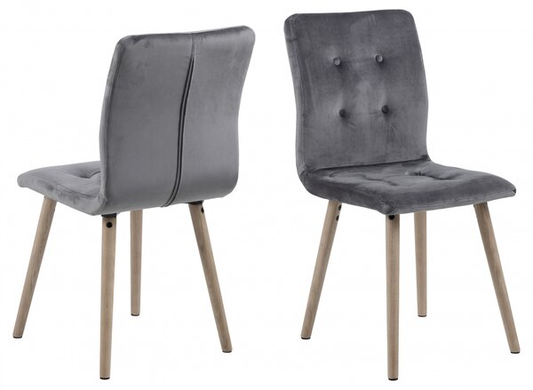 Design Scandinavia Jídelní židle Frida (SET 2ks), samet, tmavě šedá