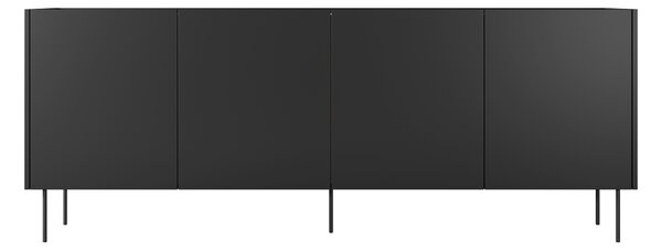 Moderní komoda Desin 220 cm čtyřdveřová - černá matná / dub nagano