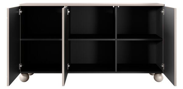 Moderní komoda Sonatia II 150 cm třídveřová - kašmír / kulaté nohy