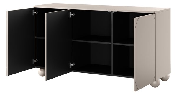 Moderní komoda Sonatia II 150 cm třídveřová - kašmír / kulaté nohy