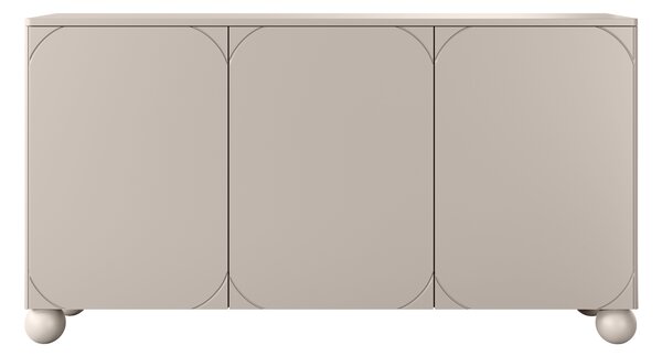 Moderní komoda Sonatia II 150 cm třídveřová - kašmír / kulaté nohy