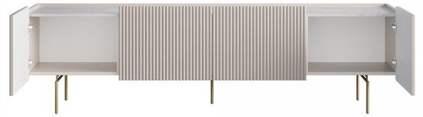 TV stolek Malmi 200 cm - kašmírový / crema bianca / zlaté nožky