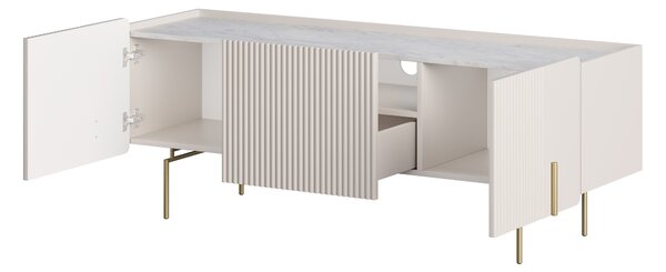 TV stolek Malmi 150 cm - kašmír / crema bianca / zlaté nohy