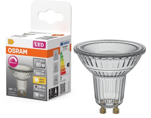 Stmívatelná LED bodovka U10 6.9 W, teplá bílá OSRAM