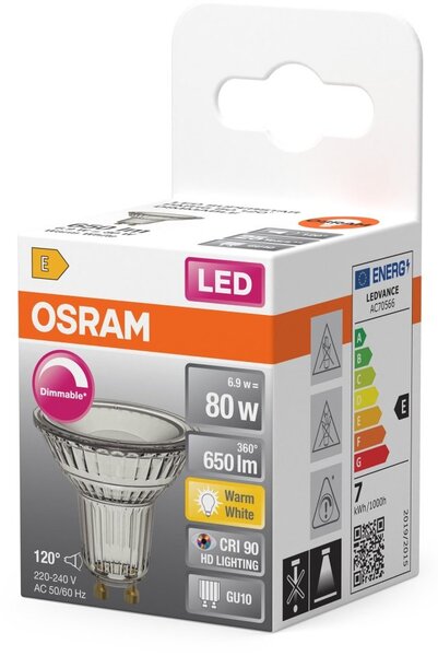 Stmívatelná LED bodovka U10 6.9 W, teplá bílá OSRAM