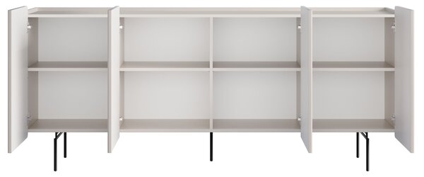 Komoda Malmi 200 cm čtyřdveřová - kašmír / černé nohy