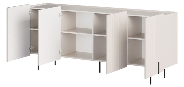 Komoda Malmi 200 cm čtyřdveřová - kašmír / černé nohy