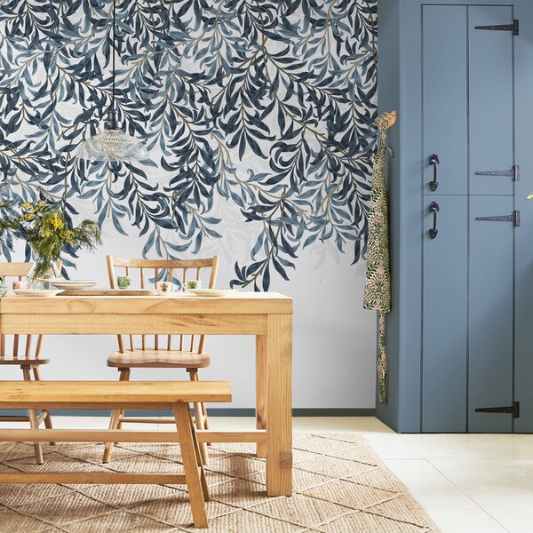 Vliesová obrazová tapeta na zeď, modrá, větvičky, listy, 125373, William Morris At Home