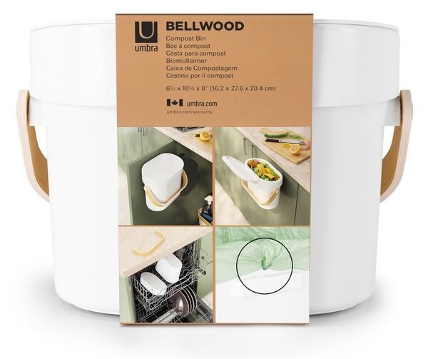 Bílá nádoba na kompostovatelný odpad 4 l Bellwood – Umbra