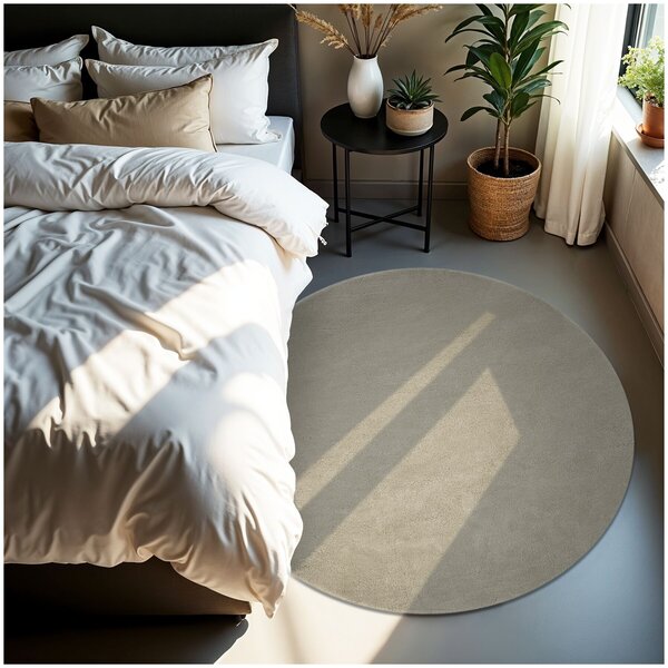 Tectake Koberec s krátkým vlasem Soft Zone - Ø 120 cm, písková