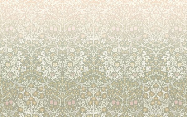 Vliesová obrazová tapeta na zeď, zeleno-růžová, květiny, ptáci, 125355, William Morris At Home