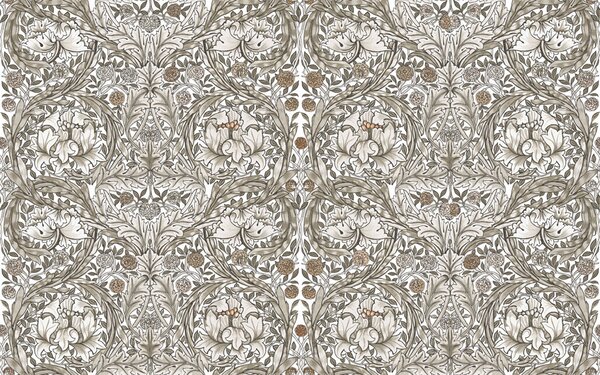 Vliesová obrazová tapeta na zeď, šedo-béžová, květiny, 125409, William Morris At Home