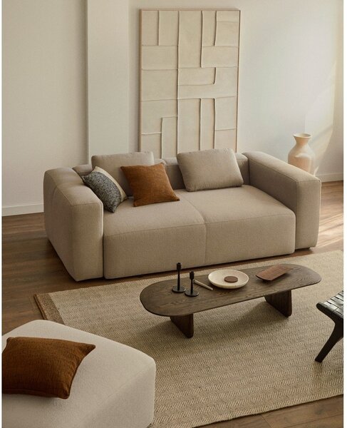 Tmavě hnědý konferenční stolek z dubového dřeva 64x146 cm Pirita – Kave Home
