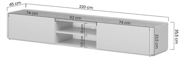 TV stolek Elivo 220 cm se zásuvkou - eukalyptus / dub baltic dune