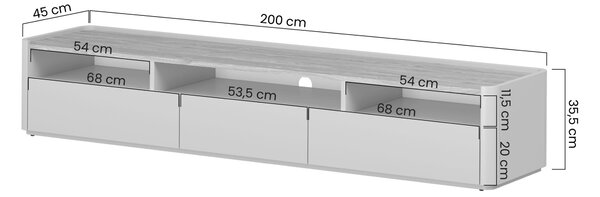 TV stolek Elivo 200 cm - eukalyptus / dub baltic dune