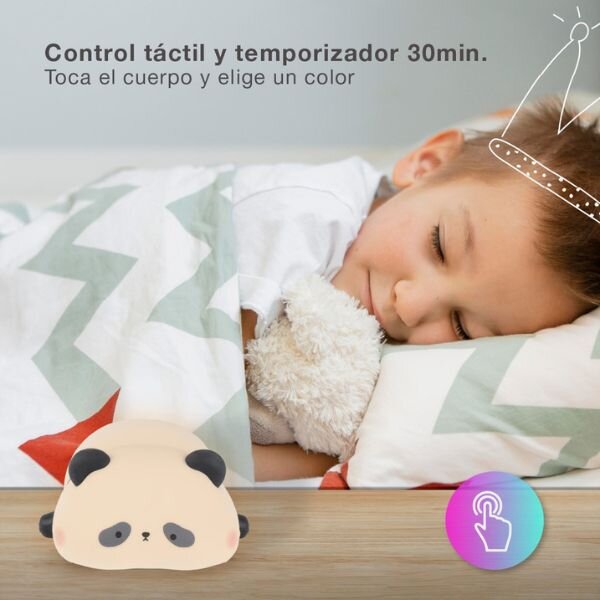 Noční světlo unavená panda 13cm GSC, teplá + RGB, nabíjecí, 3 roky záruka