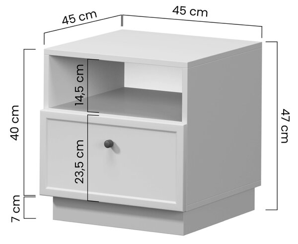 Noční stolek Lorini se zásuvkou 45 cm - kašmír / zlatá úchytka T-bar