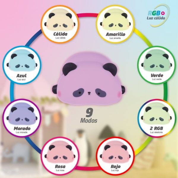 Noční světlo unavená panda 13cm GSC, teplá + RGB, nabíjecí, 3 roky záruka