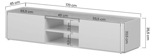 TV stolek Elivo 170 cm se zásuvkou - eukalyptus / dub baltic dune