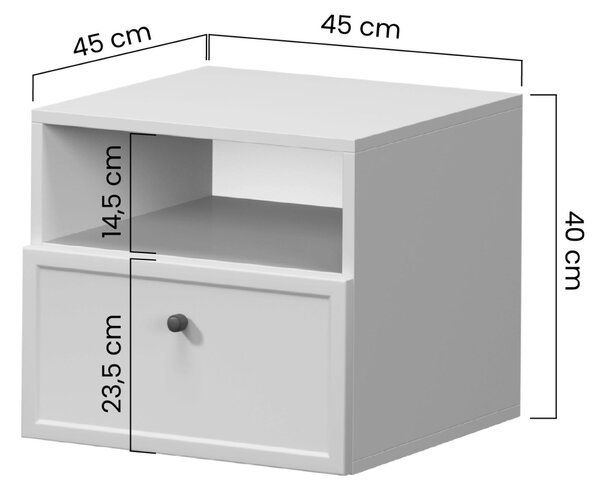 Závěsný noční stolek Lorini se zásuvkou 45 cm - kašmír / zlatá úchytka T-bar