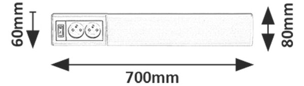 Rabalux BATH 2E LED podlinkové svítidlo s vypínačem a 2x zásuvkou, 70 cm