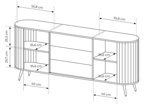 Komoda Luvio 196 cm se zásuvkami - dub cremona