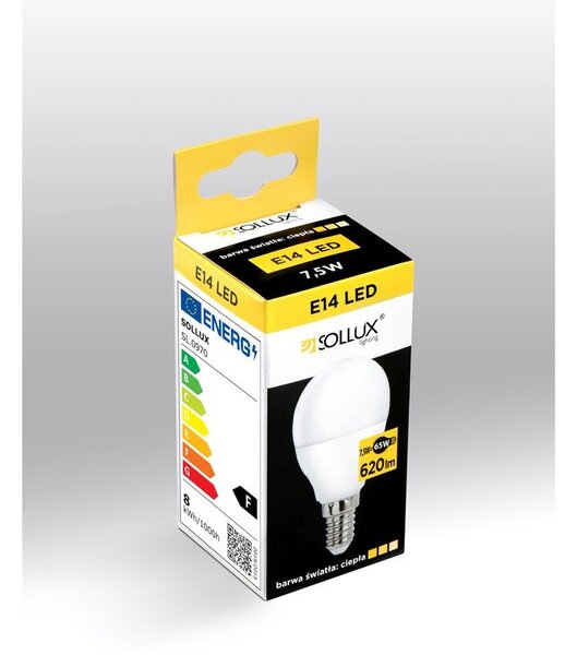 Teplá bílá LED žárovka E14, 7,5 W – Sollux