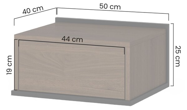Závěsná noční skříňka Zenar 50 cm s šuplíkem - elegantní ořech / černá