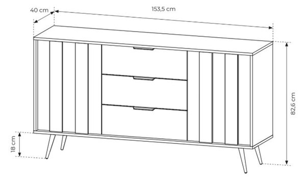 Komoda s šuplíky Flaro 153 cm - dub dunin