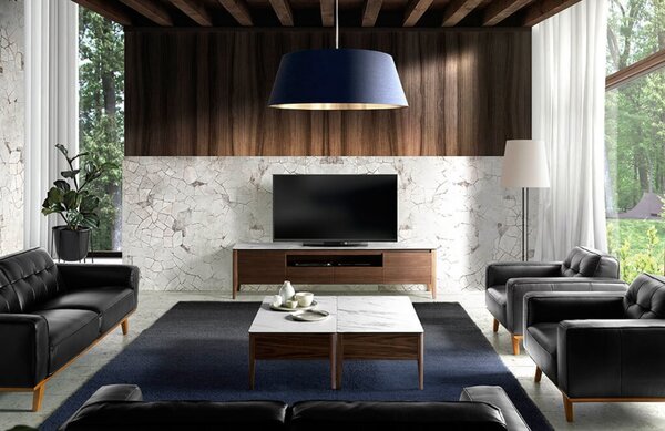 Ořechový TV stolek Angel Cerdá No. 3083, 200 x 45 cm s mramorovým dekorem