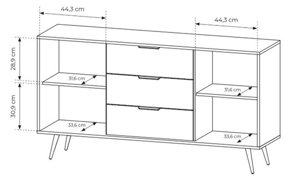 Komoda s šuplíky Flaro 153 cm - dub dunin