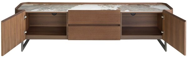 -25 % Dny MOMENTI– Ořechový TV stolek Angel Cerdá No. 3250, 200 x 45 cm s mramorovým dekorem