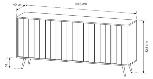Moderní komoda Flaro 183 cm s osvětlením - dub dunin