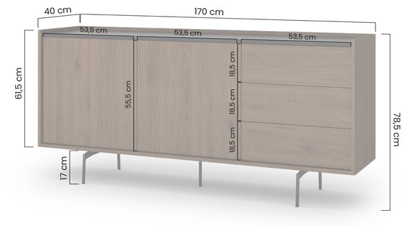 Elegantní komoda Zenar 170 cm s zásuvkami - ořech elegant / černá