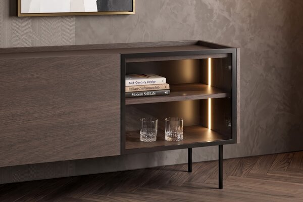 Moderní TV stolek Dunari 220 cm s kovovými nohami - dub dunin