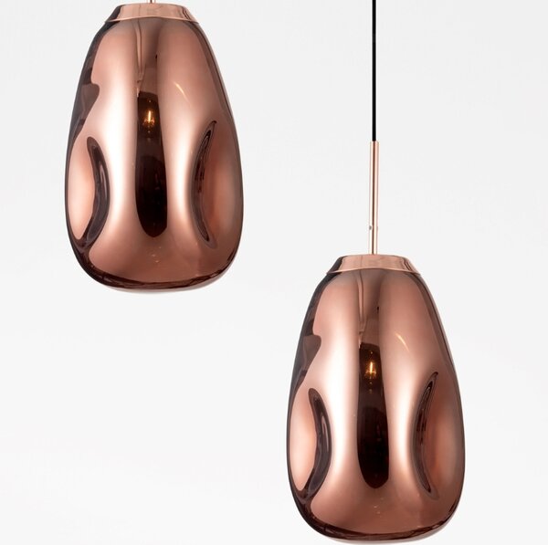 Měděné skleněné závěsné světlo Nova Luce Lava 22 cm
