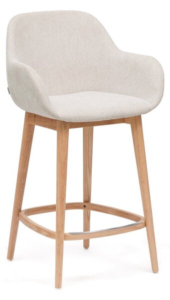 Béžová čalouněná barová židle s područkami (výška sedáku 66 cm) Konna – Kave Home