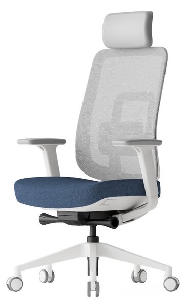 Kancelářská ergonomická židle K42 WHITE SP – síť/ čalouněná, modrá